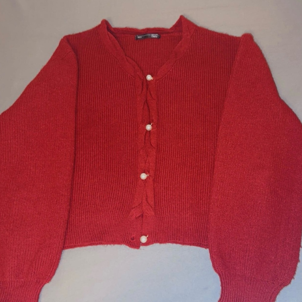 Elegant Red Women's Cardigan
